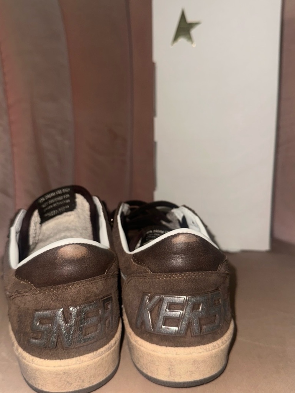 NWT Golden Goose Ball Stars Brown Suede Sneakers with Tan Sole - Picture 5 of 8